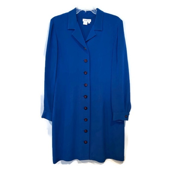 Talbots Dresses & Skirts - Vintage Talbots 90s Blue Silk Button Front Dress